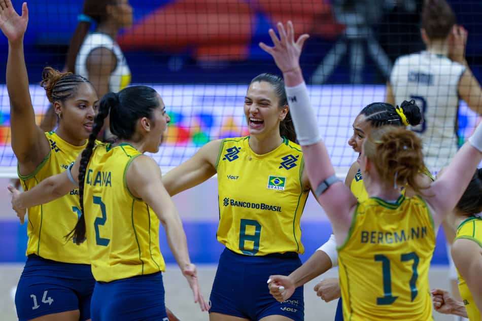 Seleção Brasileira de vôlei atuando na Liga das Nações (Foto: CBV)