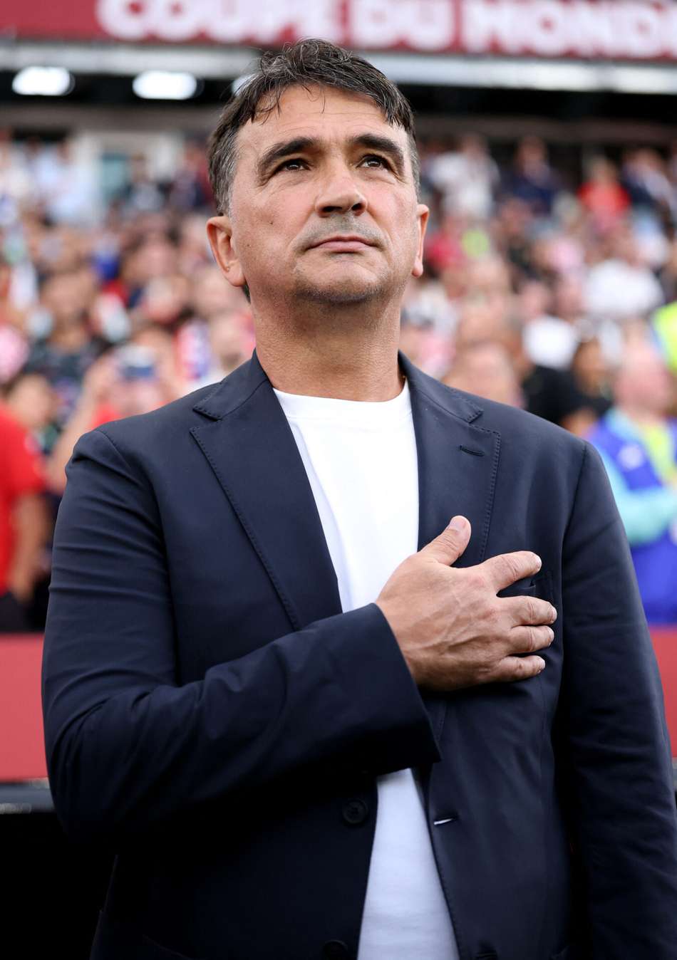 Zlatko Dalic, técnico da Croácia, observa antes da partida das oitavas de final Copa do Mundo da FIFA 2026 entre Portugal e Croácia