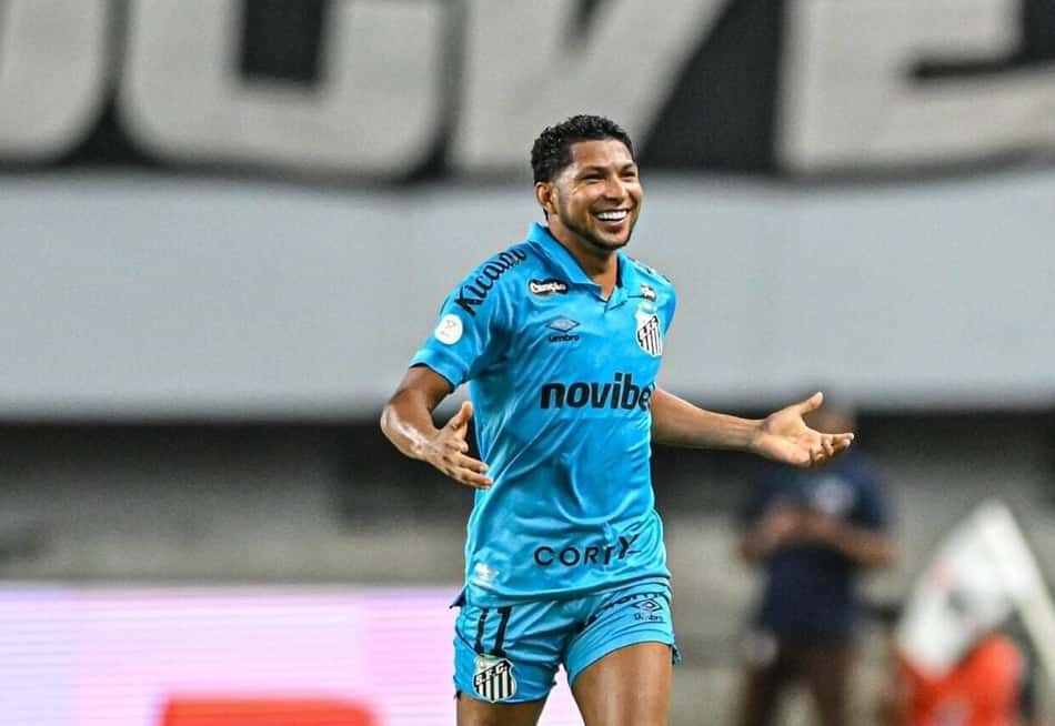 Rony comemora gol pelo Santos no Mangueirão. (Foto: Agência F8/Folhapress)