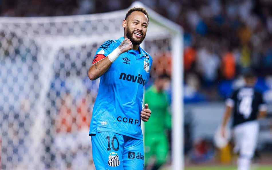 Neymar comemora assitência para gol de Rony pelo Santos. (Foto: Agif/Folhapress)