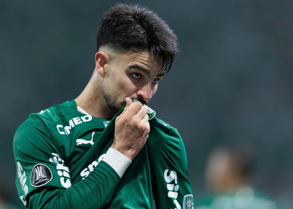 Flaco López comemora gol marcado pelo Palmeiras contra o Cerro Porteño