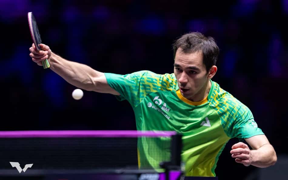 Hugo Calderano no WTT de Chongqing, na China (Foto: World Table Tennis)