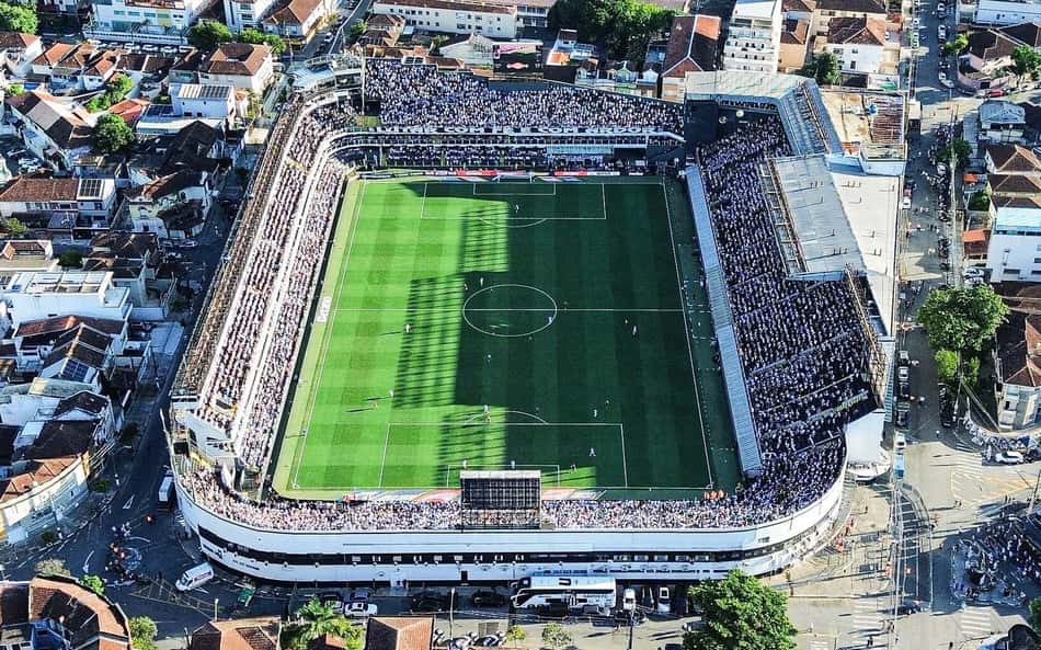 Estadio Vila Belmiro visto de cima.