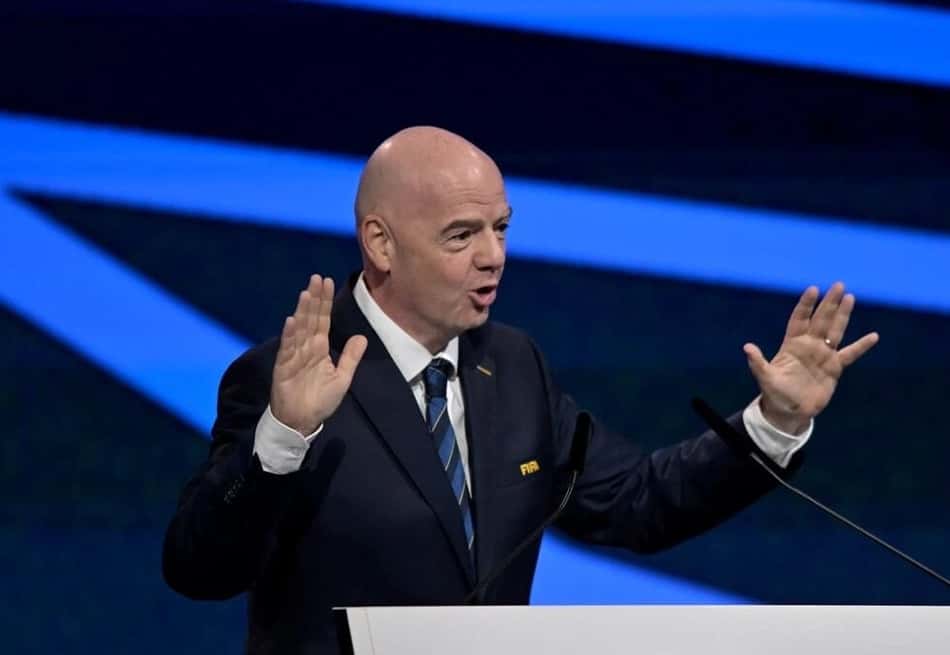 Gianni Infantino, presidente da Fifa, fala no 75º Congresso da entidade