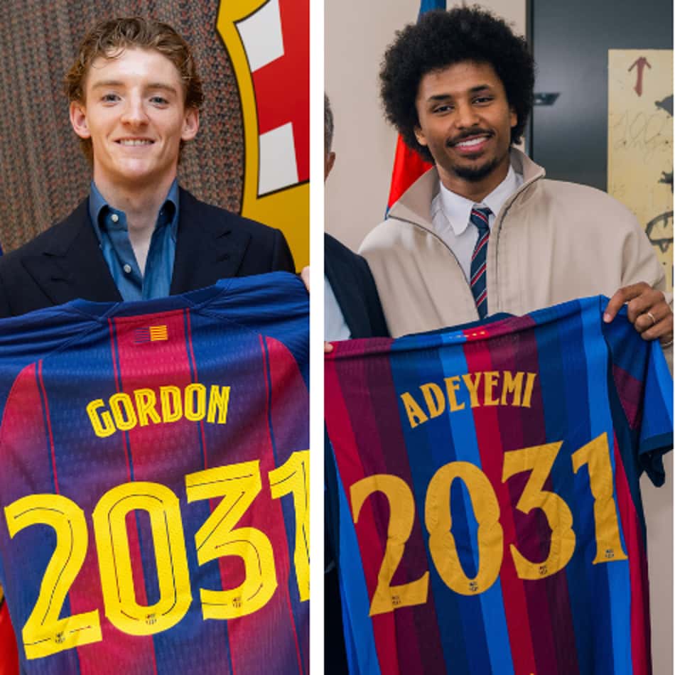 Anthony Gordon, Adeyemi e Bisiwu apresentados pelo Barcelona