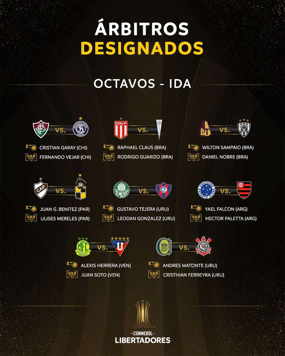 Arbitragem dos jogos de ida das oitavas de final da Libertadores