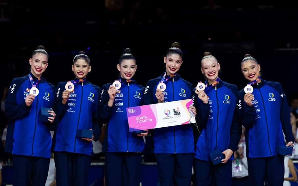 📸 Premiação Conjunto 🥉Bronze Campeonato Mundial de Ginástica Rítmica 2026 Créditos: MeloGym/CBG