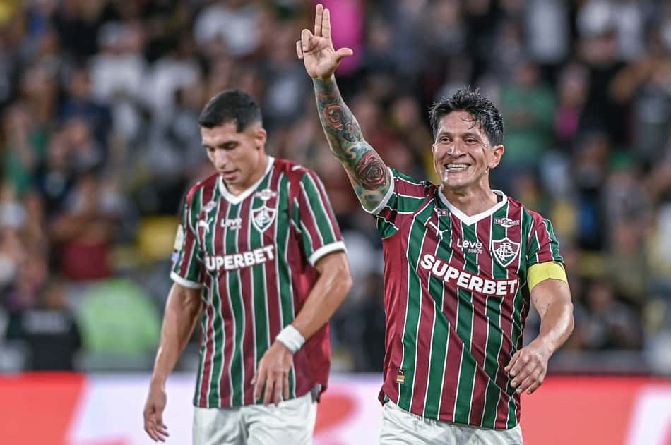 RIO DE JANEIRO, RJ, 15.08.2026 ? FLUMINENSE-PALMEIRAS - O jogador Germán Cano do Fluminense comemora seu gol, durante confronto entre Fluminense e Palmeiras, válido pelo Campeonato Brasileiro 2026, no Estádio do Maracanã, na tarde deste sábado.