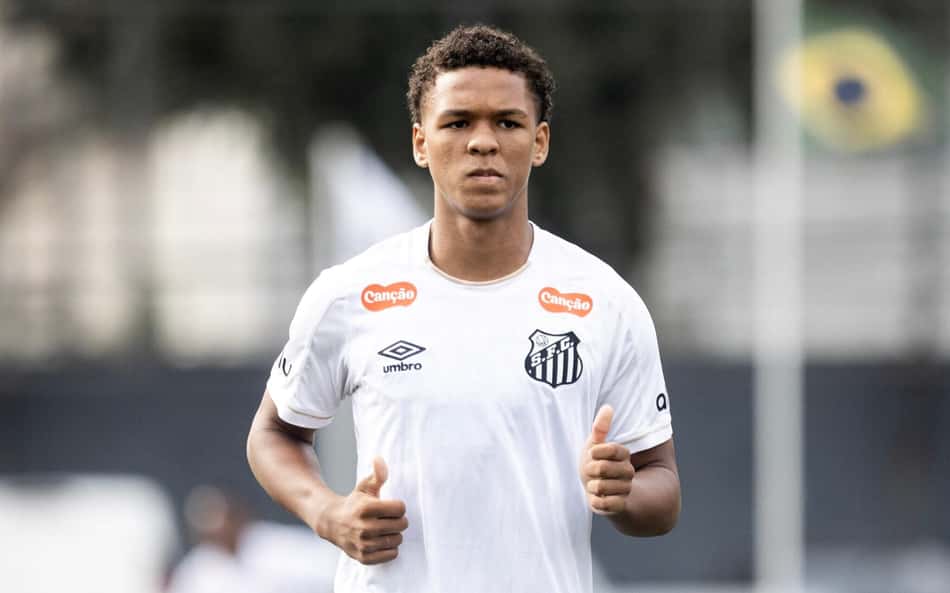 David Nogueira atuando pelo Sub-17 do Santos. (Foto: Reinaldo Campos/ Santos FC)