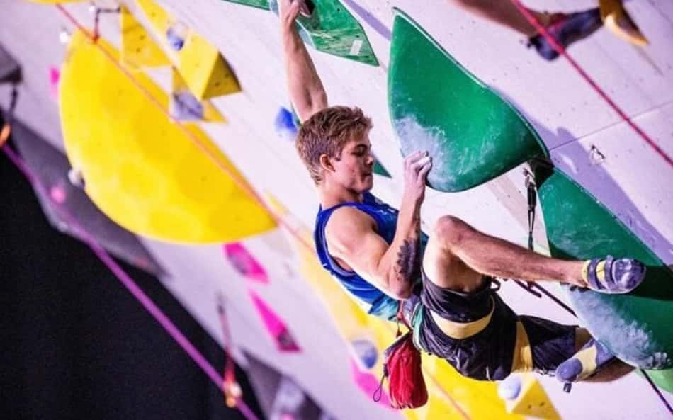 Felipe Ho é um dos principais nomes da escalada esportiva brasileira. Foto: Dimitris Tosidis / IFSC.