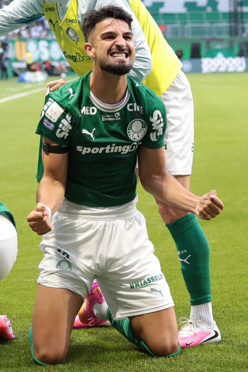 Flaco López, do Palmeiras, comemorando gol contra o Vasco