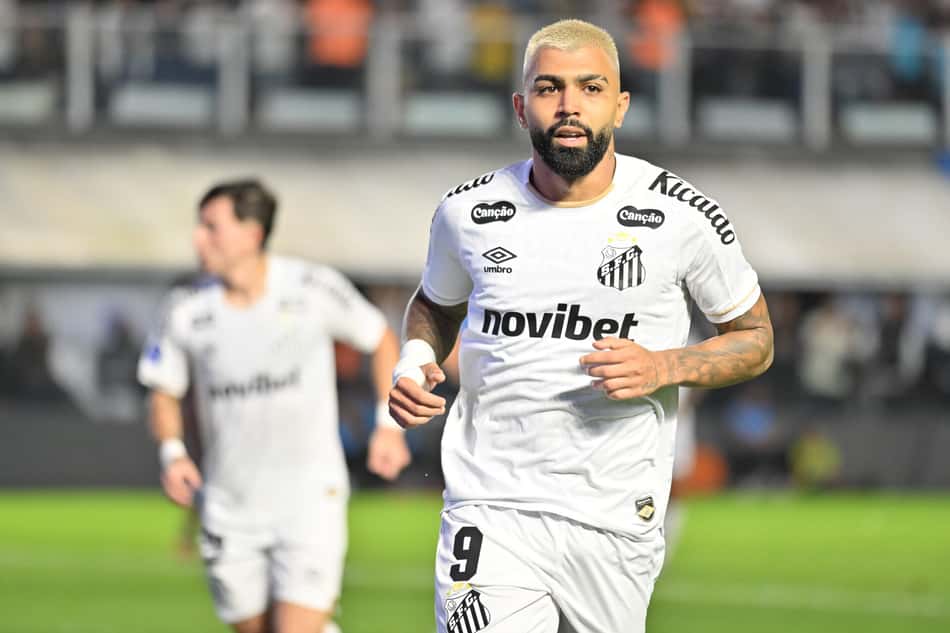 Gabigol comemora gol pelo Santos