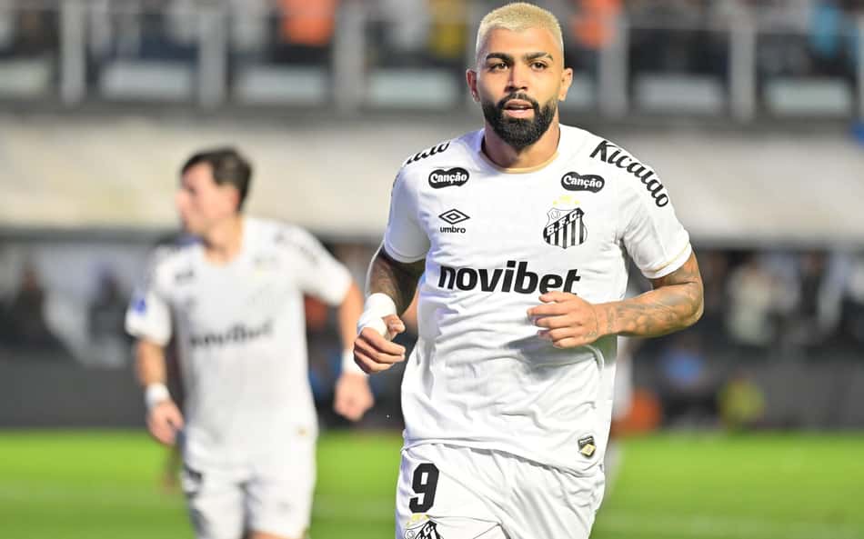 Gabigol comemora gol pelo Santos