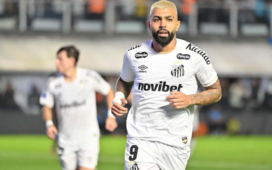 Gabigol comemora gol pelo Santos