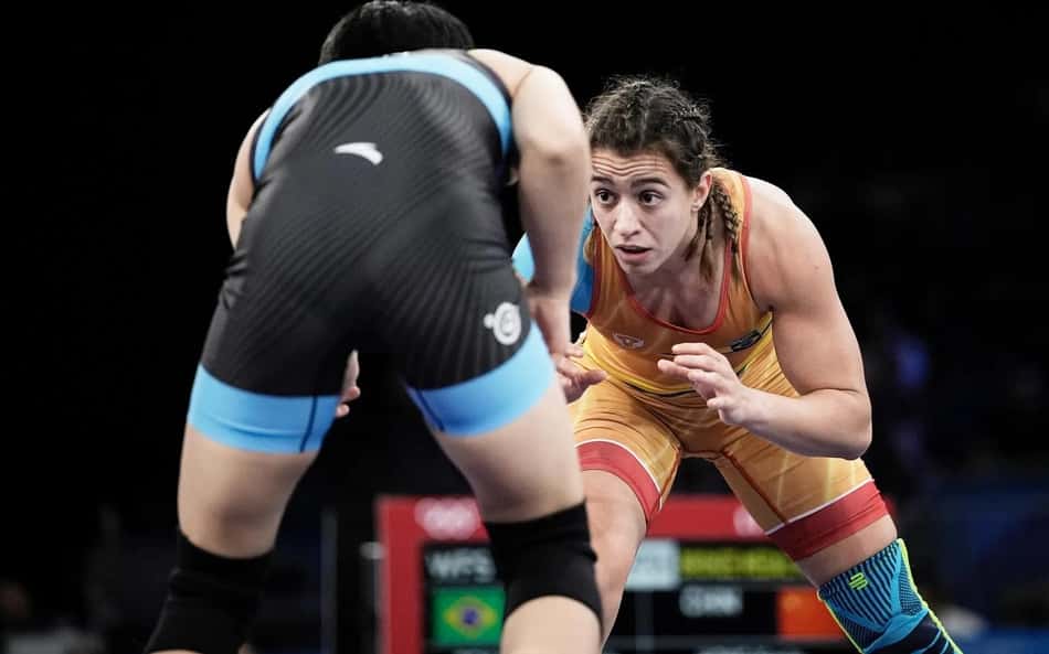 Giulia Penalber em disputa de wrestling nos Jogos Olímpicos Paris 2024