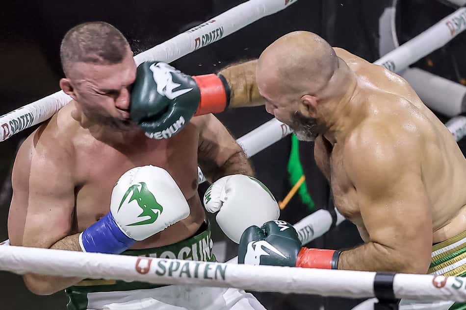 Glover acertou vários golpes pesados em Shogun, mas não conseguiu o nocaute (Foto: Inovafoto/Divulgação Spaten)