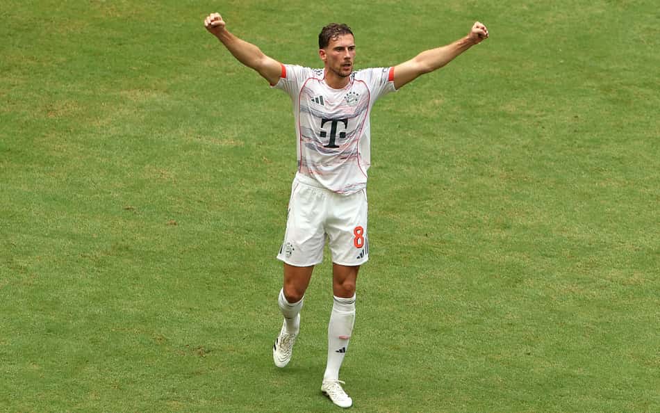 Goretzka comemora gol marcado pelo Bayern de Munique sobre o Flamengo no Mundial de Clubes