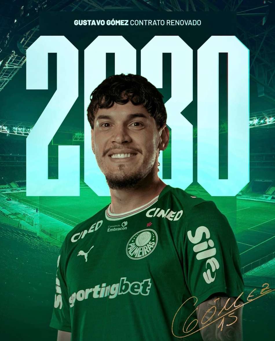 Gustavo Gómez renovou contrato com o Palmeiras