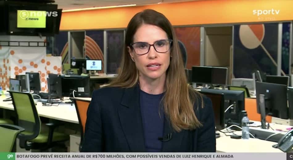 Joanna de Assis durante programa do Sportv