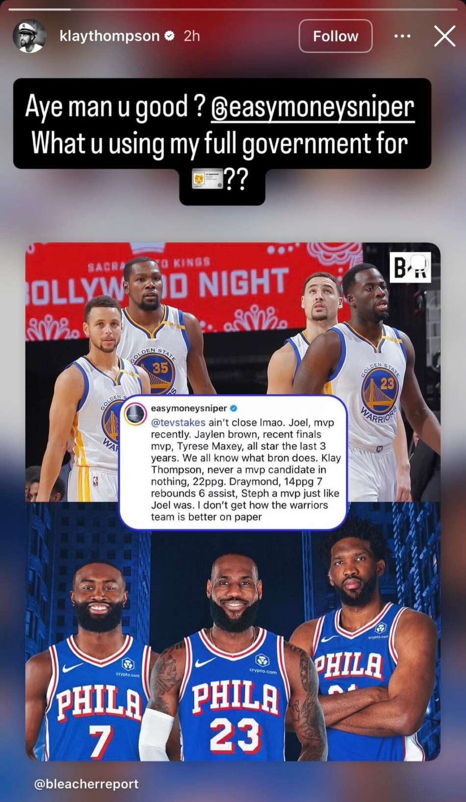 Klay Thompson responde desdém de Kevin Durant ao falar sobre Warriors de 2017 (Foto: Reprodução)