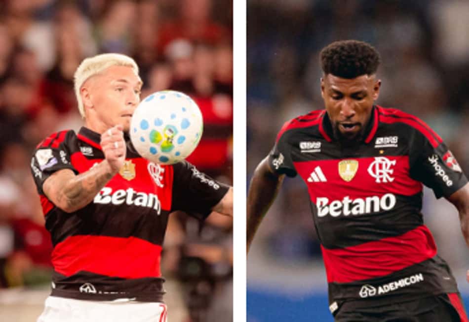 Montagem com fotos de Varela, Royal, Alex Sandro e Ayrton Lucas em ação pelo Flamengo