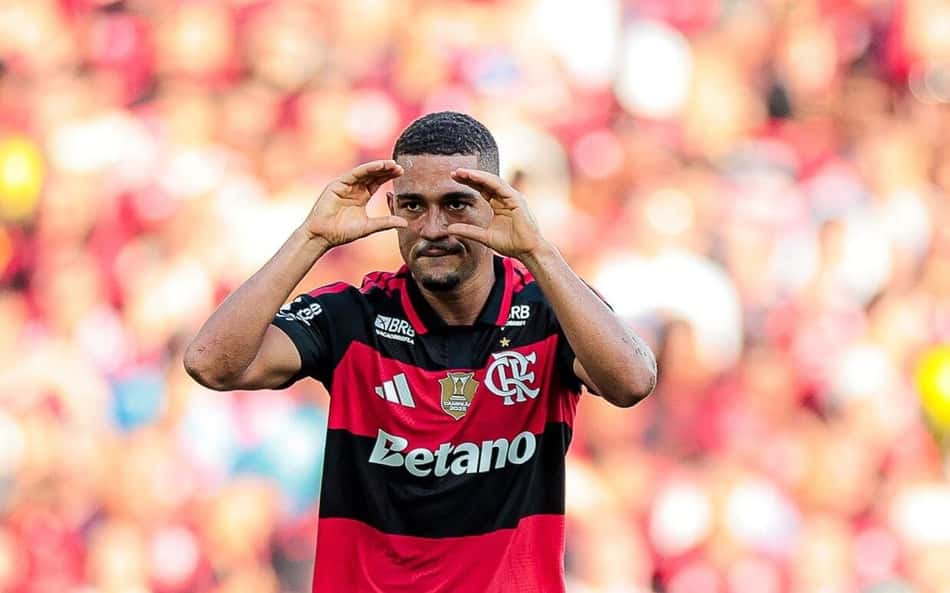 Samuel Lino comemorando gol contra o Botafogo, pelo Campeonato Brasileiro