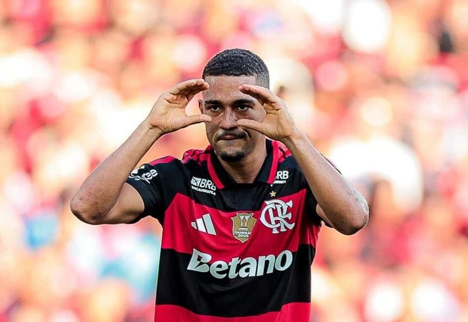 Samuel Lino comemorando gol contra o Botafogo, pelo Campeonato Brasileiro