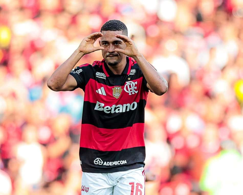 Samuel Lino comemorando gol contra o Botafogo, pelo Campeonato Brasileiro