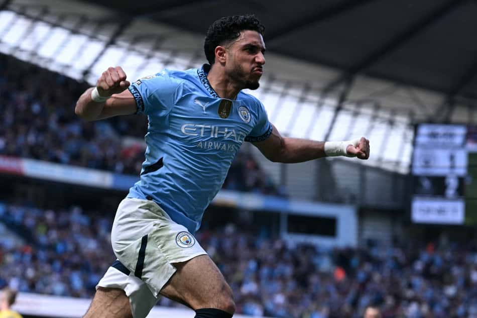 Marmoush comemora gol marcado pelo Manchester City contra o Crystal Palace