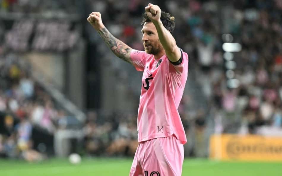 Messi comemora um de seus gols na vitória do Inter Miami