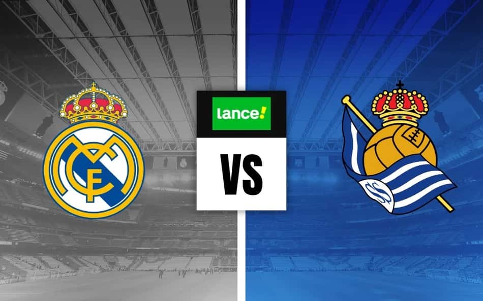 Escudos de Real Madrid x Real Sociedad para palpites de futebol no LANCE