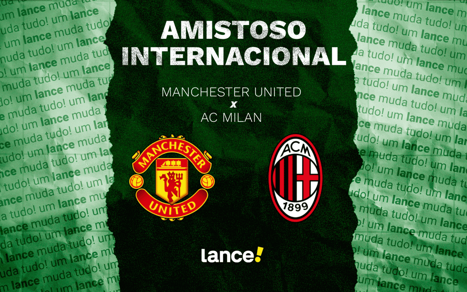 Arte de onde assistir com escudo do Manchester United e Milan