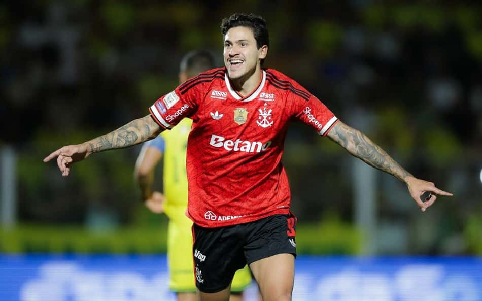 Pedro comemora o gol marcado pelo Flamengo na vitória sobre o Mirassol pelo Brasileirão