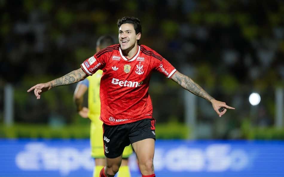 Pedro comemora o gol marcado pelo Flamengo na vitória sobre o Mirassol pelo Brasileirão