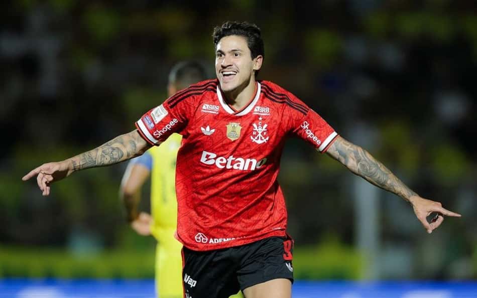 Pedro comemora o gol marcado pelo Flamengo na vitória sobre o Mirassol pelo Brasileirão