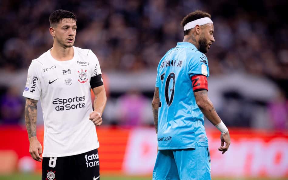 Rodrigo Garro e Neymar durante o clássico