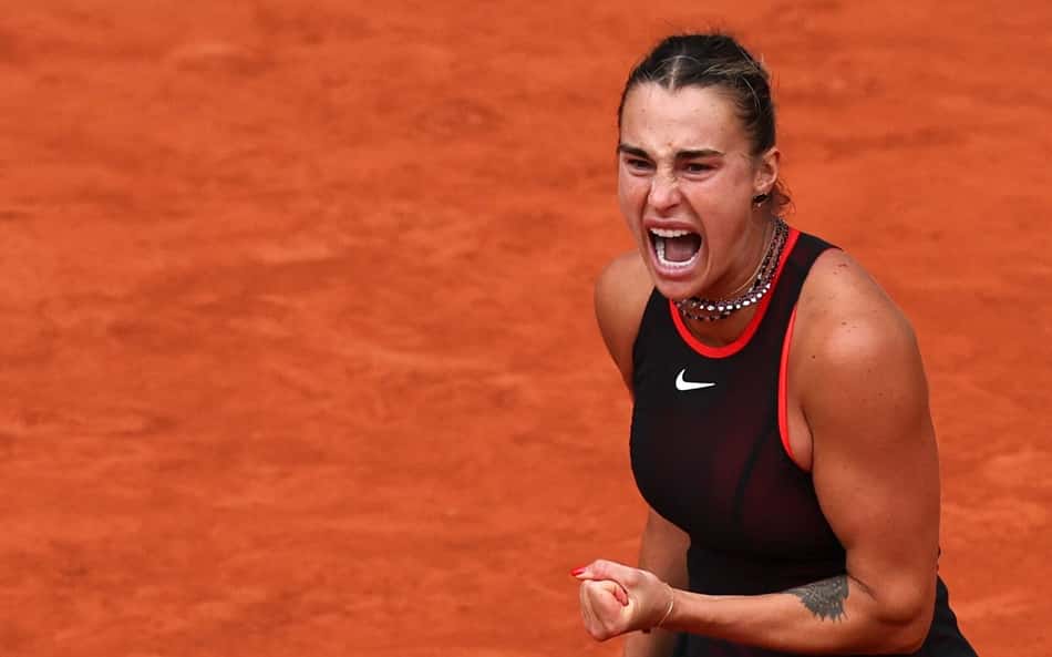 Aryna Sabalenka comemora ponto