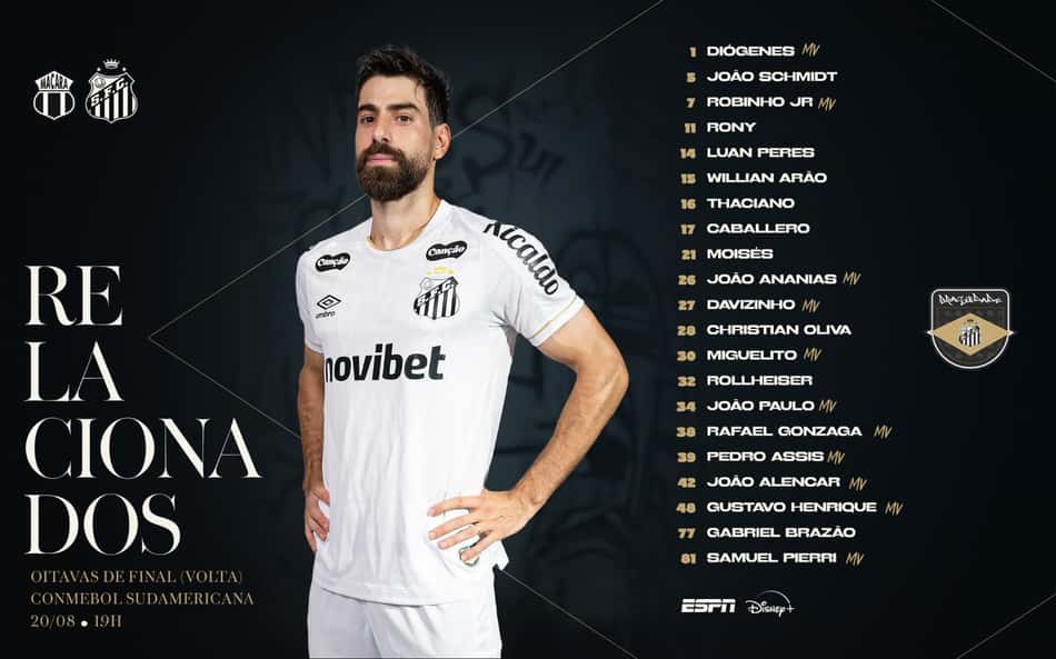Santos divulga lista de relacionados para o duelo contra o Macará