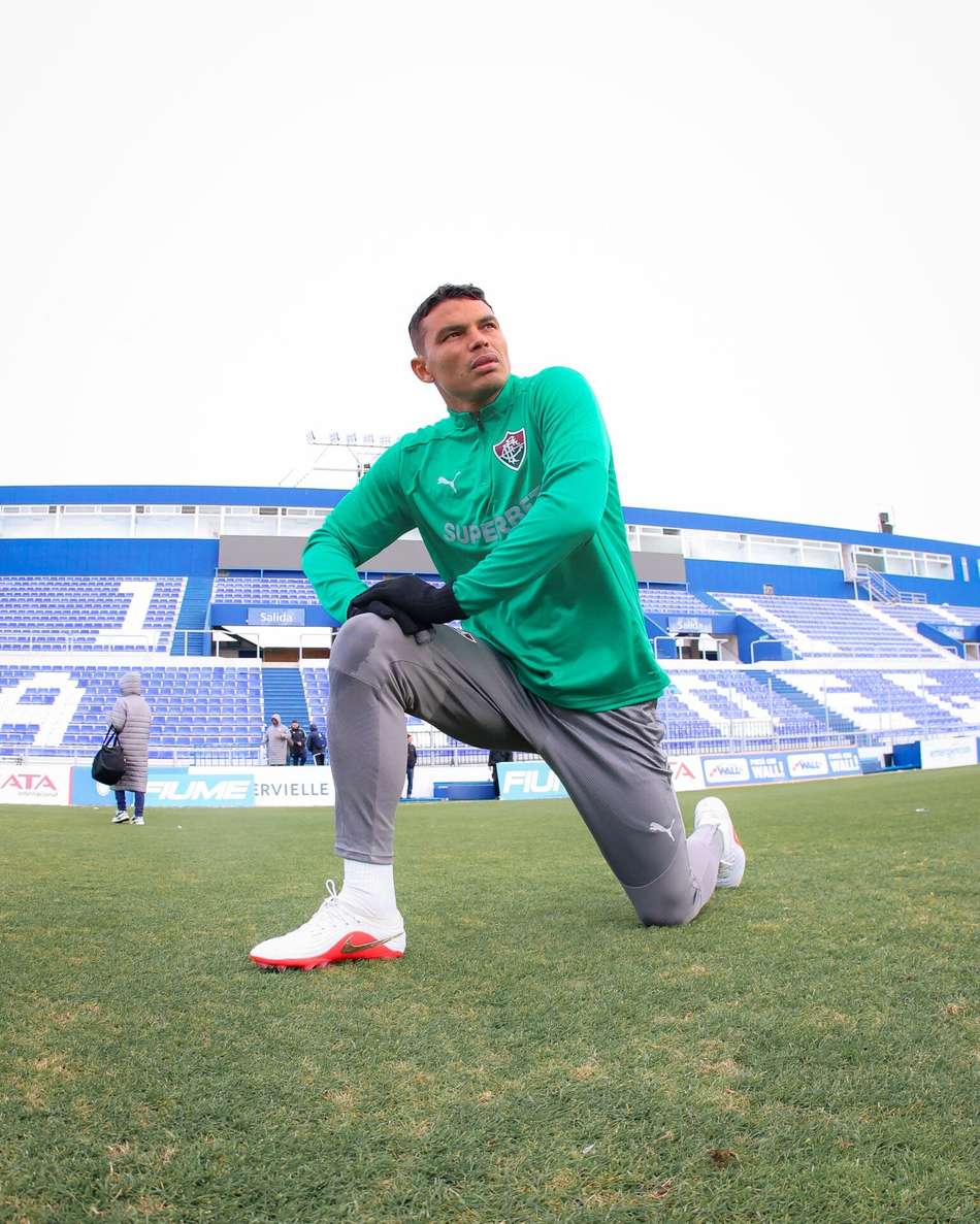 Thiago Silva no treino do Fluminense