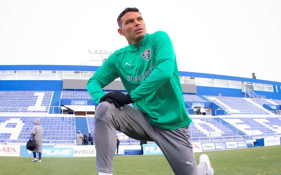 Thiago Silva no treino do Fluminense