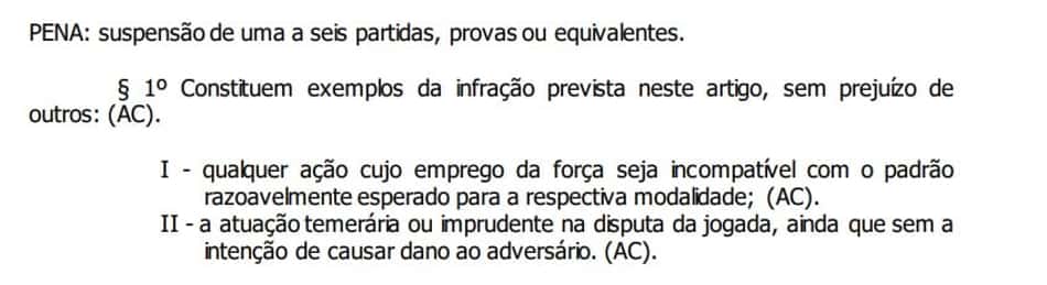 Trecho do CBDJ em que Kaio Jorge foi enquadrado (Foto: Reprodução)