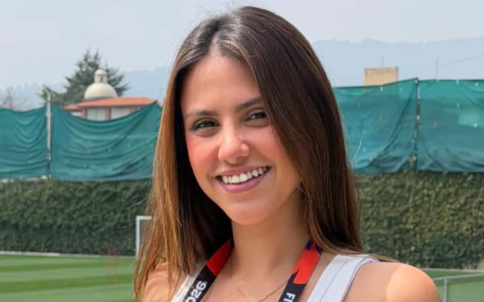 Victória Leite durante a cobertura da Copa do Mundo pela Cazé TV