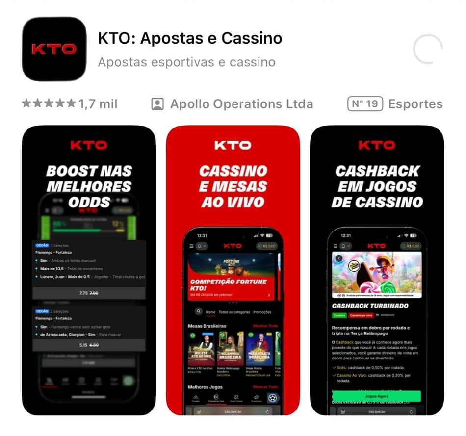 Captura de tela do app KTO na App Store.