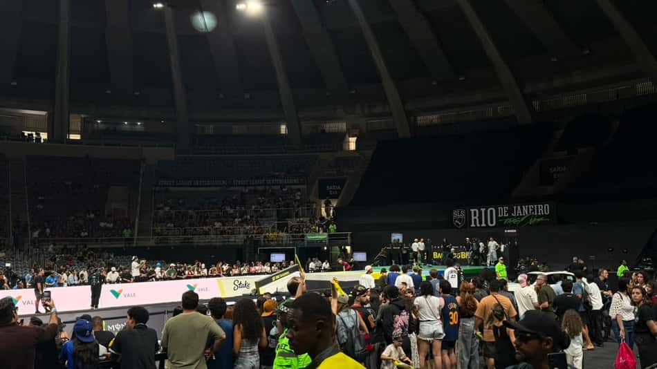 Apresentação dos atletas antes da final do SLS Rio Takeover no Maracanãzinho