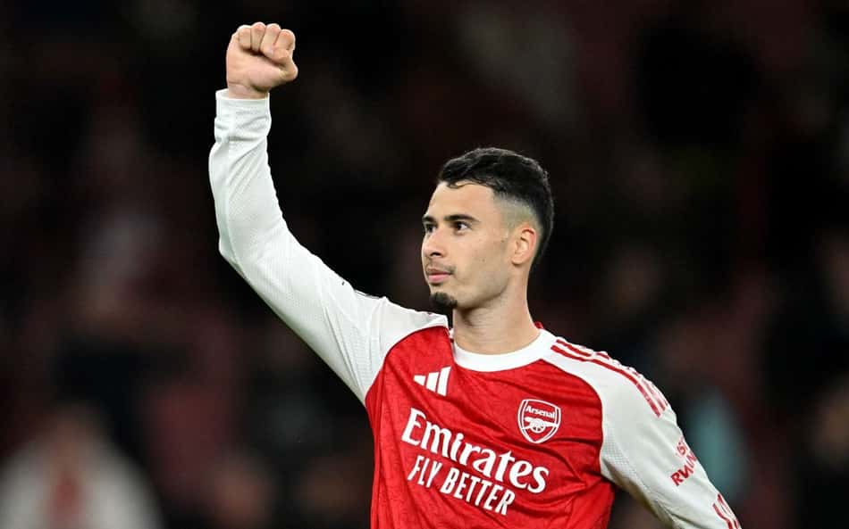 Gabriel Martinelli comemora vitória contra Atlético de Madrid, pela Champions League (Foto: Divulgação / Arsenal)