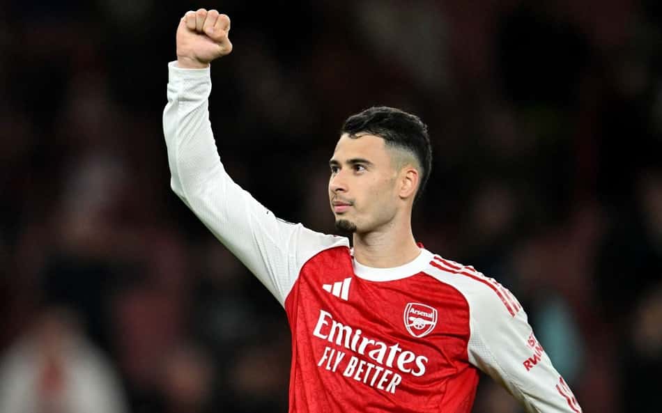 Gabriel Martinelli comemora vitória contra Atlético de Madrid, pela Champions League (Foto: Divulgação / Arsenal)