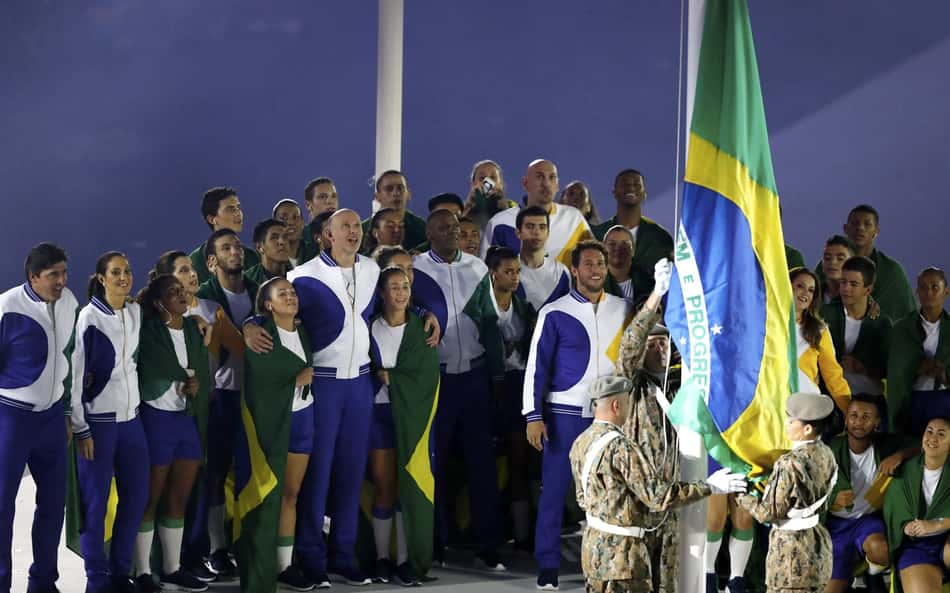 Atletas brasileiros durante a cerimônia de abertura dos Jogos Rio 2016