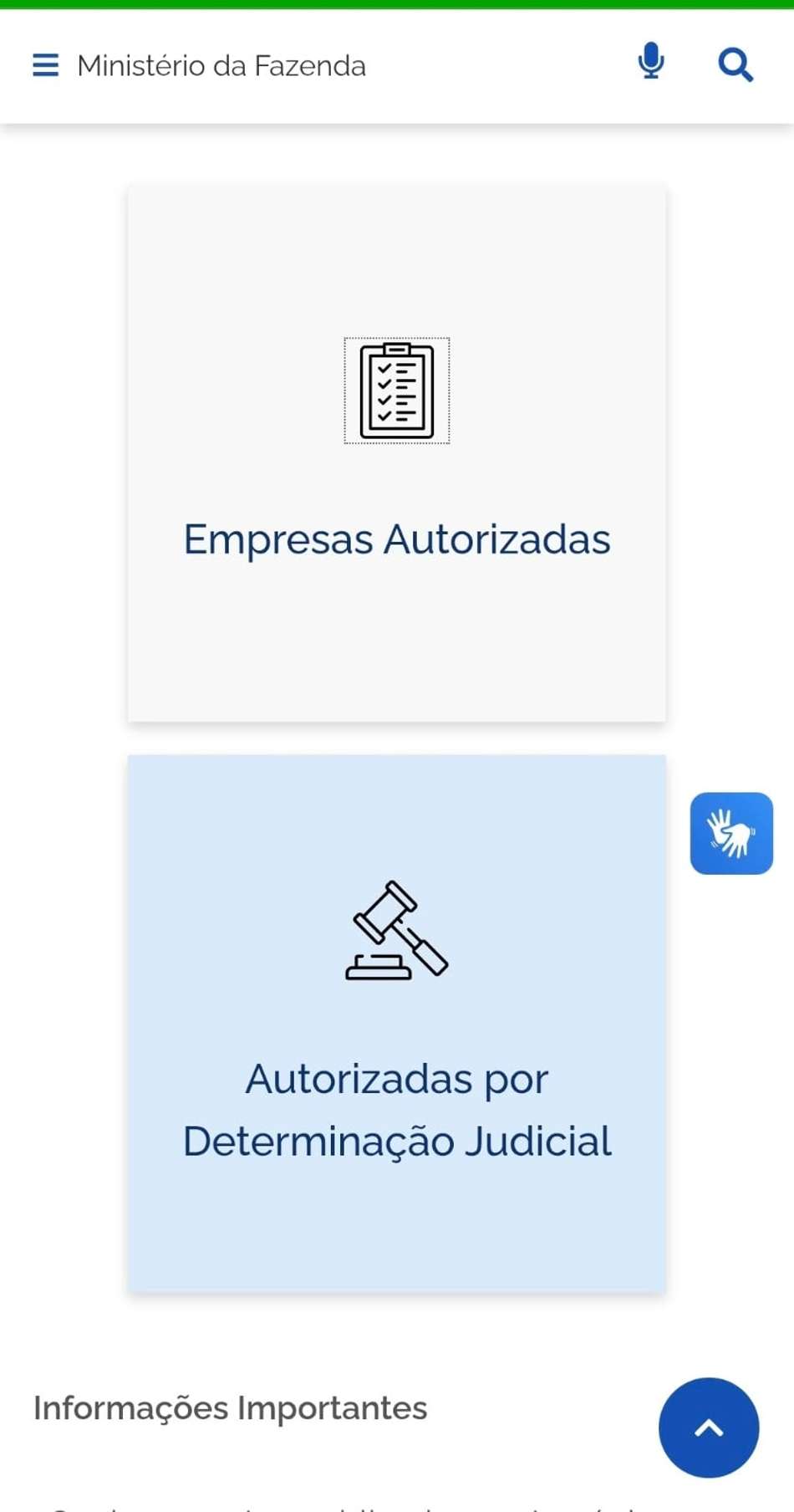 Captura de tela da página oficial da SPA que exibe a lista das bets autorizadas.