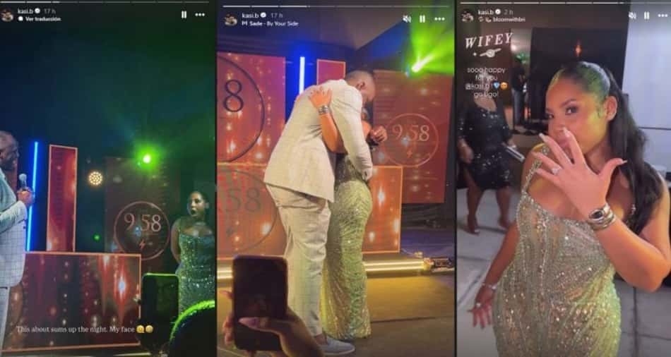A noiva de Usain Bolt, Kasi Bennet, registrou o pedido de casamento nas redes sociais
