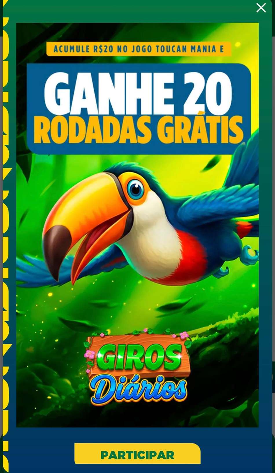 Captura de tela da campanha "Giros Diários" da plataforma com bônus BrasilBet.